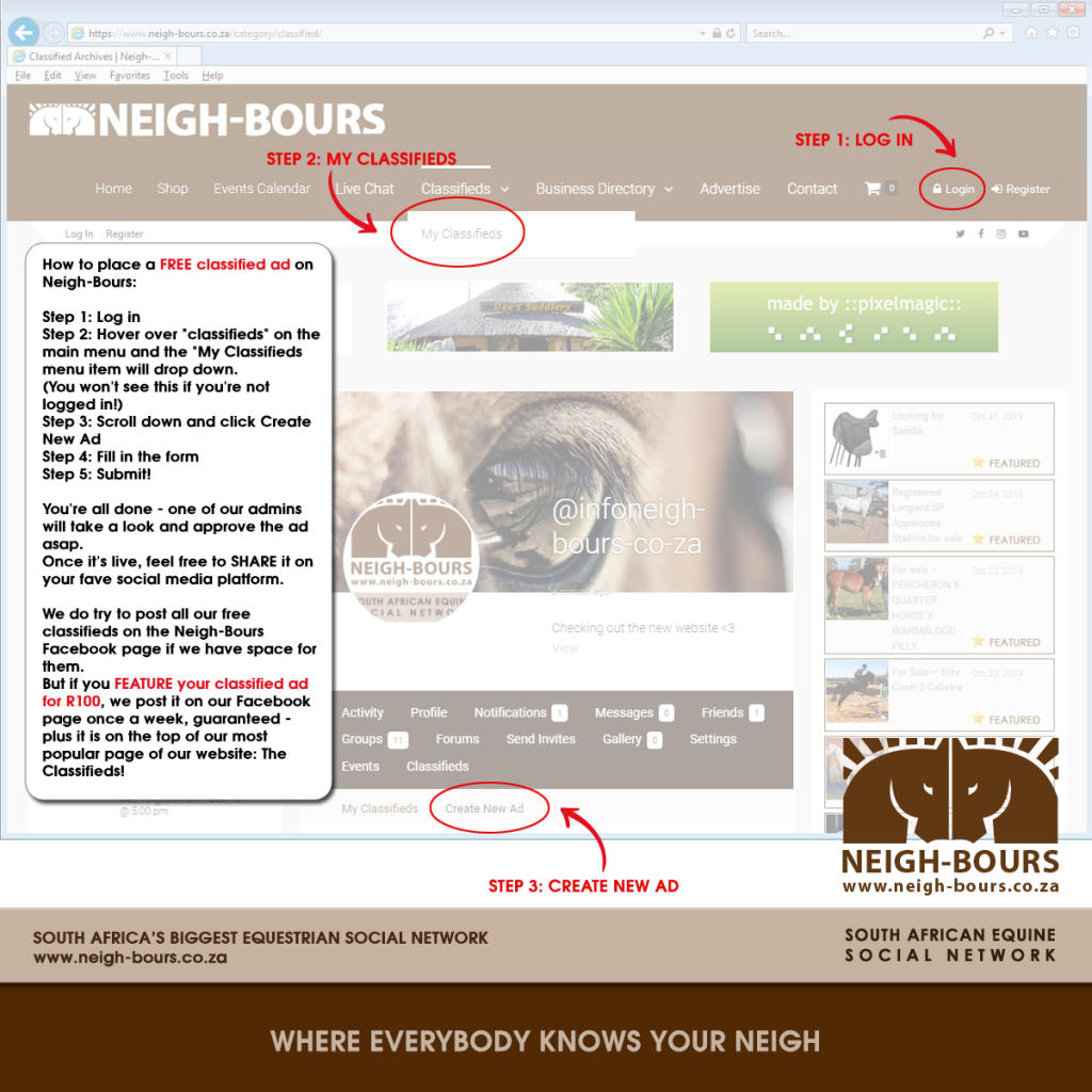 How to place a FREE classified ad on Neigh-Bours
