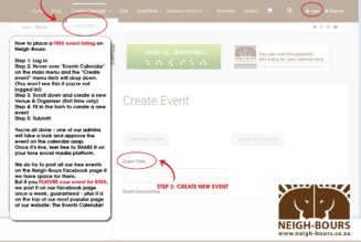 How to place a FREE event listing on the Neigh-Bours event calendar