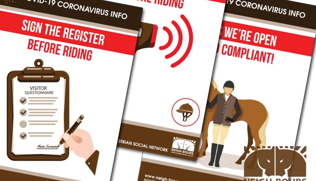 Free download: 5 more A4 COVID-19 Rider Reminder Posters + printable mask pattern