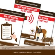 Free download: 5 more A4 COVID-19 Rider Reminder Posters + printable mask pattern